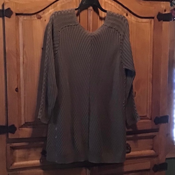 Olive Studded Sweater 1X - Picture 2 of 8